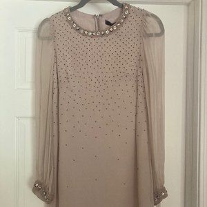 French Connection Silk Beaded Dress, Size 0